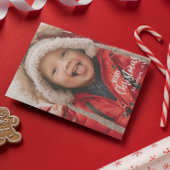 国の素朴プレイドメリークリスマス家族の写真 シーズンカード