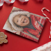 国の素朴プレイドメリークリスマス家族の写真 シーズンカード