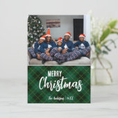 国の素朴プレイドメリークリスマス家族の写真 シーズンカード (スタンド正面)