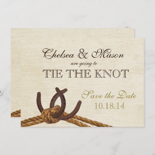 国の素朴ロープと馬の靴は日付を保存 セーブザデート (正面/裏面)