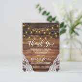 国の素朴文字列ライトウッドレースありがとう ポストカード (スタンド正面)