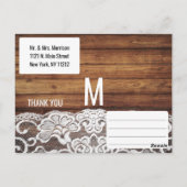 国の素朴文字列ライトウッドレースありがとう ポストカード (裏面)