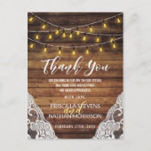 国の素朴文字列ライトウッドレースありがとう ポストカード (正面)