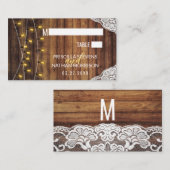 国の素朴文字列ライトウッドレース結婚の プレイスカード (正面/裏面)