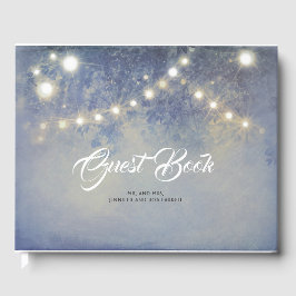 国の素朴文字列ライトダスティブルー結婚ズ ゲストブック