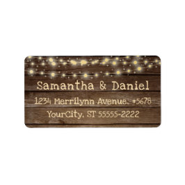 国の素朴木材とストリングライト ラベル