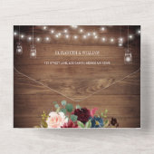 国の素朴木材とフローラ結婚のQRコード写真 オールインワン招待状 (裏面)