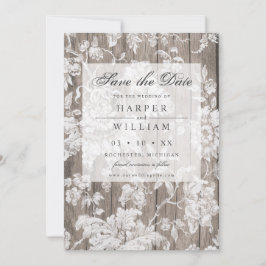 国の素朴木材とレースの日付を保存 招待状