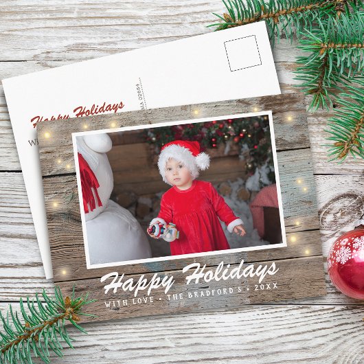 国の素朴木材のライト写真 ポストカード