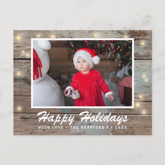 国の素朴木材のライト写真 ポストカード (正面)