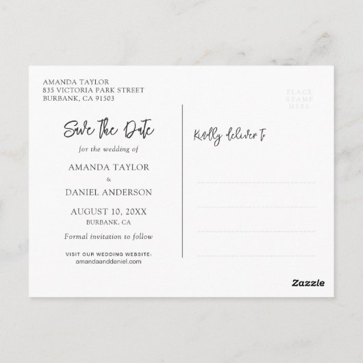 国の素朴木材ライトウェディング日付を保存 ポストカード (裏面)