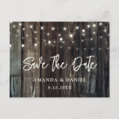 国の素朴木材ライトウェディング日付を保存 ポストカード (正面)