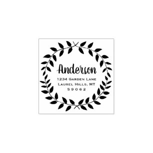 国の素朴緑の家族の名前差出人住所 ラバースタンプ