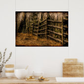 国の素朴芸術作品の風光明媚なフェンス ポスター (キッチン)