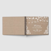 国の素朴Burlap文字列ライトレース結婚の ゲストブック (全面)