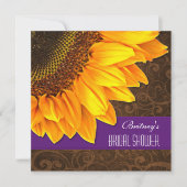 国の紫色のヒマワリのブライダルシャワー招待状 招待状 (正面)