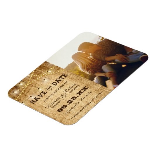 国の結婚式の日付を写真で保存 マグネット (左側)