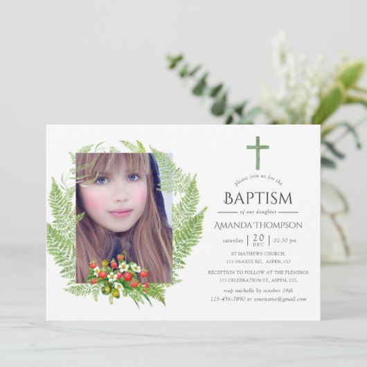 国の緑のバプテスマまたは《キリスト教》洗礼式や命名式 招待状 (スタンド正面)