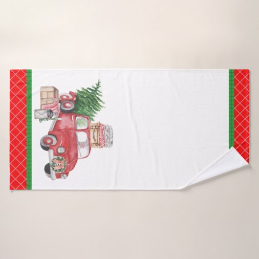 国の聖降誕祭の古いトラックの木の精神 バスタオル (バスタオル)
