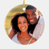 国の花の初めてのクリスマス結婚したな氏及び夫人 セラミックオーナメント (裏面)