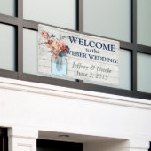 国の花の木製のメーソンジャーの結婚式の旗 横断幕 (ビルの外側)