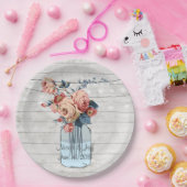 国の花の木製のメーソンジャーの結婚式 ペーパープレート (パーティー)