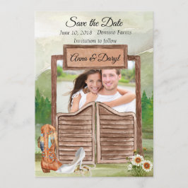 国の西部のカウボーイの写真の保存日付 セーブザデート