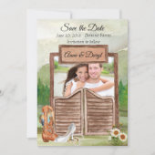 国の西部のカウボーイの写真の保存日付 セーブザデート (正面)