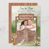 国の西部のカウボーイの写真の保存日付 セーブザデート (正面/裏面)