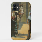 国の西部のカウボーイの女性のカーボーイの馬の農場のヴィンテージ Case-Mate iPhoneケース (裏面)