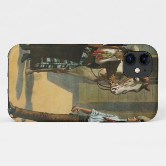 国の西部のカウボーイの女性のカーボーイの馬の農場のヴィンテージ Case-Mate iPhoneケース (裏面(横))