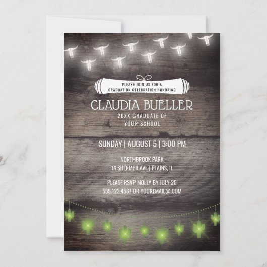 国の西部の南西写真の卒業パーティー 招待状 (裏面)