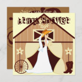 国の西部の女性のカーボーイのブライダルシャワー招待状 招待状 (正面/裏面)