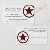 国の西部の星かバッジの赤2の名刺 名刺 (正面/裏面)