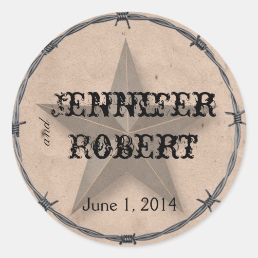 国の西部の有刺鉄線の封筒用シール ラウンドシール (正面)