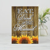 国の西部の木製のヒマワリの結婚式招待状 招待状 (スタンド正面)