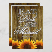 国の西部の木製のヒマワリの結婚式招待状 招待状 (正面/裏面)