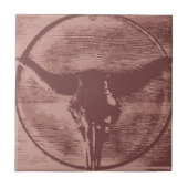 国の西部の長角牛のBullのスカルのカウボーイのギフト タイル (正面)