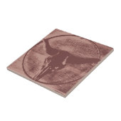 国の西部の長角牛のBullのスカルのカウボーイのギフト タイル (側面)