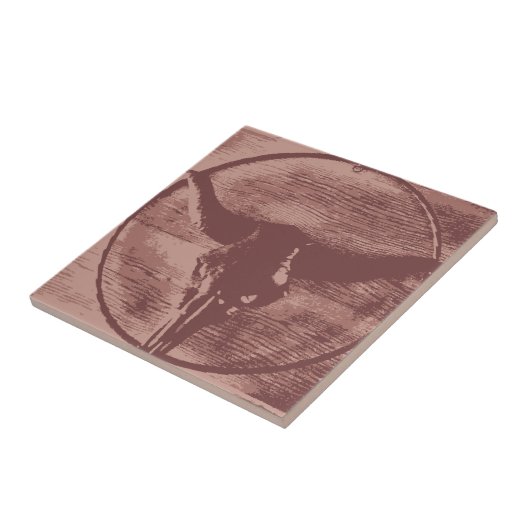 国の西部の長角牛のBullのスカルのカウボーイのギフト タイル (側面)