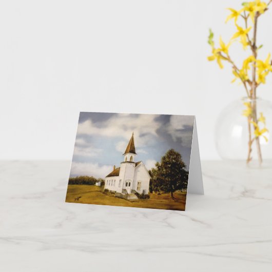 国の設定のメッセージカードの白い教会 カード (黄色い花)