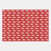 国の赤素朴と白のクリスマスツリーパターン ラッピングペーパーシート (正面3)