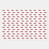 国の赤素朴と白のクリスマスツリーパターン ラッピングペーパーシート (正面2)