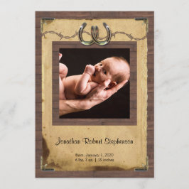 国の蹄鉄の写真のベビーの発表 案内状