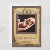 国の蹄鉄の写真のベビーの発表 案内状 (正面)