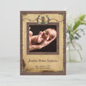 国の蹄鉄の写真のベビーの発表 案内状 (スタンド正面)