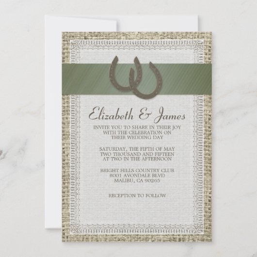 国の蹄鉄の結婚式招待状 招待状 (正面)