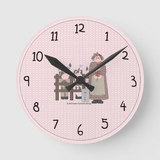 国の農場の柱時計 ラウンド壁時計 (正面)