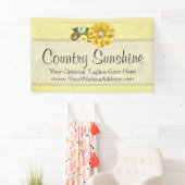 国の農家の黄色の裁縫のボタン及び花 横断幕 (インサイチュ)