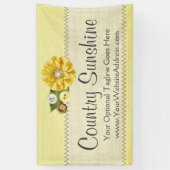 国の農家の黄色の裁縫のボタン及び花 横断幕 (縦)